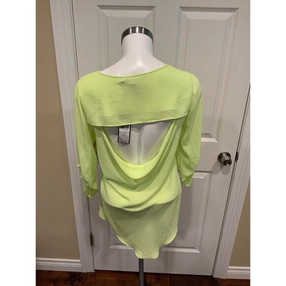 BCBG Max Azria Bright Citron Yellow "Andie" Draped Back Shirt, Size XS, NWT! - Picture 4 of 5